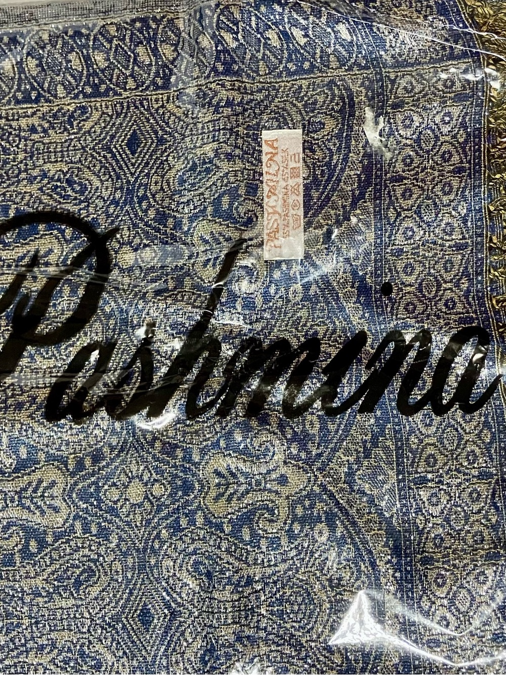 Pashmina Scarf Wrap, Shawl - Blue, Silver, Gold NWT